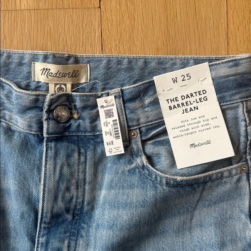 Madewell Blue Darted Barrel-Leg Jeans - Picture 2 of 4